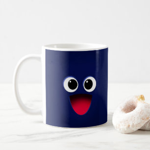 Caneca De Café Cara de emoji azul-escuro e bonito