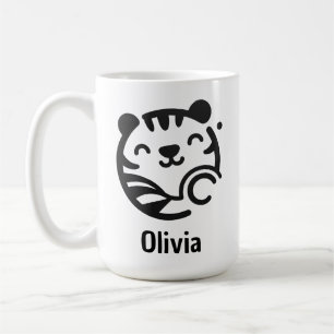 Caneca De Café Cara de Gatinho Minimalista Redonda Fofa