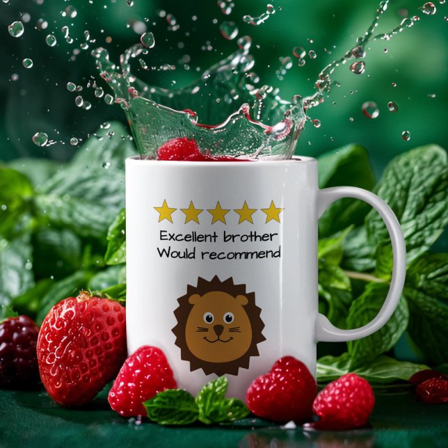 Caneca De Café Cara de leão de texto personalizado do irmão (Criador carregado)