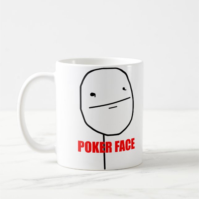 Caneca De Café Cara de póquer Meme (Esquerda)