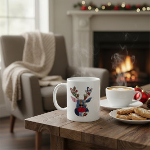 Caneca De Café Cara de rena fofa natal personalizado crianças des