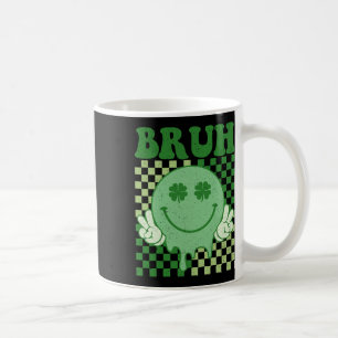 Caneca De Café Cara de Sorriso Bruh Groovy Dia de São Patrício Ho