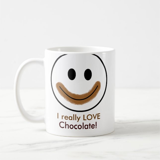 Caneca De Café Cara do chocolate "eu AMO realmente o chocolate! " (Esquerda)