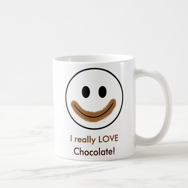 Caneca De Café Cara do chocolate "eu AMO realmente o chocolate! " (Direita)