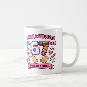 Caneca De Café Cara, eu sobrevivi 67 dias de aula
