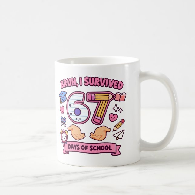 Caneca De Café Cara, eu sobrevivi 67 dias de aula (Direita)