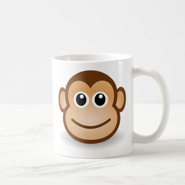 Caneca De Café Cara feliz do macaco dos desenhos animados bonitos (Direita)
