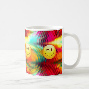Caneca De Café Cara Feliz Piscando e Cores Vibrantes