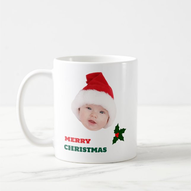 Caneca De Café Cara Personalizada de Feliz Natal (Esquerda)