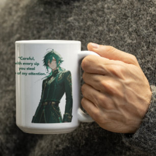 Caneca De Café Cara Real de Animação de Cabelo Verde