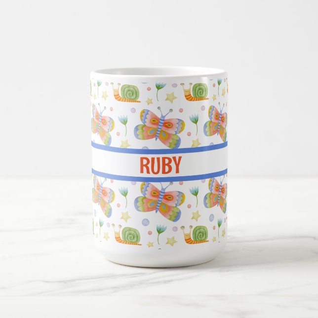 Caneca De Café Caracol e borboleta personalizados (Centro)