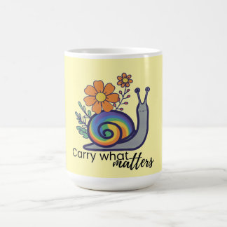 Caneca de Café Caracol Floral Arco-Íris Retro Fofa