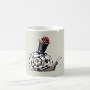 Caneca De Café Caracol Rosa Vermelho Vida Não Preto E Branco