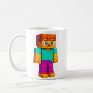 Caneca De Café Caractere de pixel colorido - Arte em bloco para c