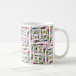 Caneca De Café Caracteres coloridos com padrão