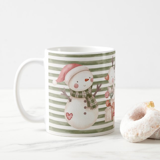 Caneca De Café Caracteres de Natal Verde Mug (Com Donut)