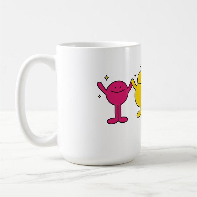 Caneca De Café Caracteres de Unidade Feliz (Esquerda)