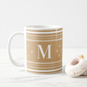Caneca De Café Caramel Árvores Nórdicas de Natal e Monograma