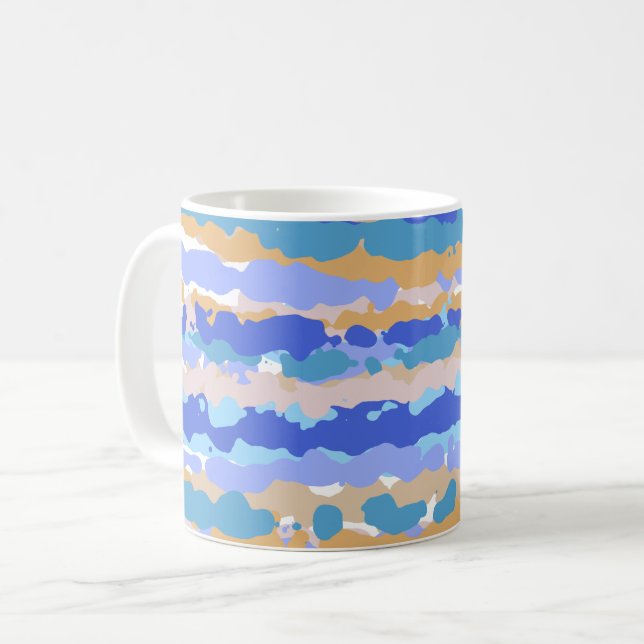 Caneca De Café Caramelo abstrato Gráfico Azul Teal Laranja (Frente Esquerda)