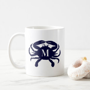 Caneca De Café Caranguejo azul escuro Monogrammed