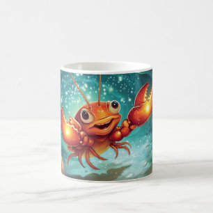 Caneca De Café caranguejo de rio de desenho animado.