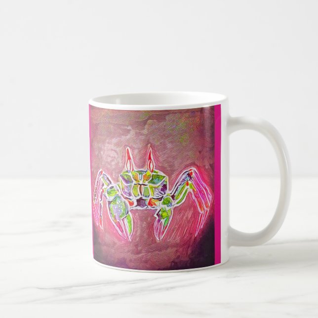 Caneca De Café Caranguejo do fantasma no rosa (Direita)
