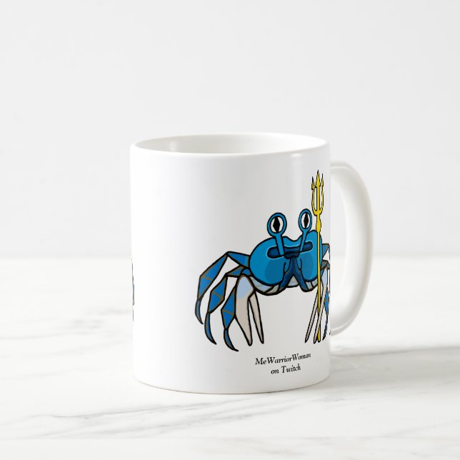 Caneca De Café Caranguejo Guerreiro Azul, MmeGuerreiroMulher no T (Frente Esquerda)
