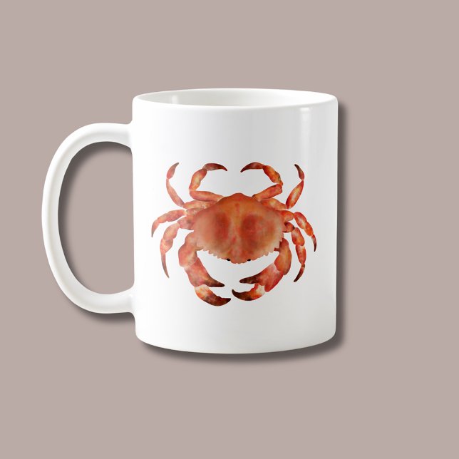 Caneca De Café Caranguejo Oceano Costeiro (Brown crab coastal crustacean coffee mug for coastal beach house decor and homeware.)