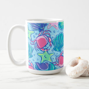 Caneca De Café Caranguejo Preppy Beach Shell