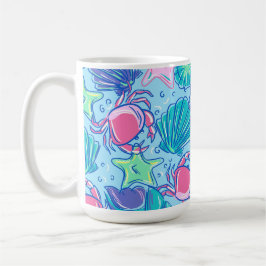 Caneca De Café Caranguejo Preppy Beach Shell