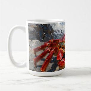 Caneca De Café Caranguejo Vermelho Vibrante Ondas do Oceano