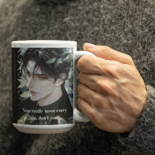 Caneca De Café Caráter de anime sedutor preto ciumenta