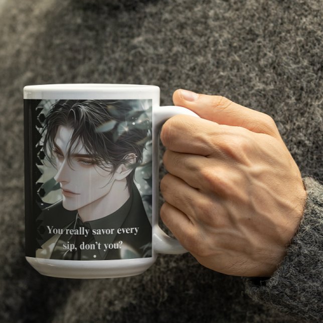 Caneca De Café Caráter de anime sedutor preto ciumenta (Criador carregado)