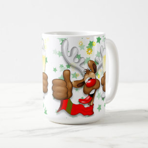 Caneca De Café Caráter de Natal Engraçado do Bebado Reindeer