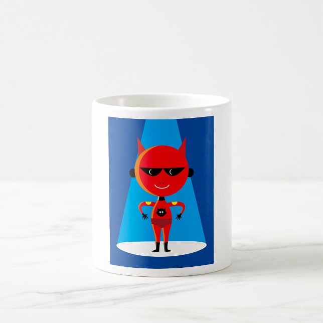 Caneca De Café Caráter super-herói do diabo Vermelho e Azul negro (Criador carregado)