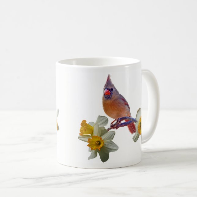 Caneca De Café Cardeal e Narcisos - (Frente Esquerda)