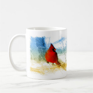 Caneca De Café Cardeal vermelho do Natal primitivo do país