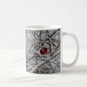 Caneca De Café Cardeal Vermelho em uma Taça de Café de Árvore Pre
