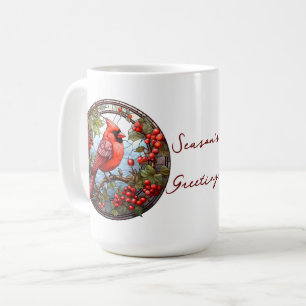 Caneca De Café Cardeal Vermelho Natal Holly Berries Festivo
