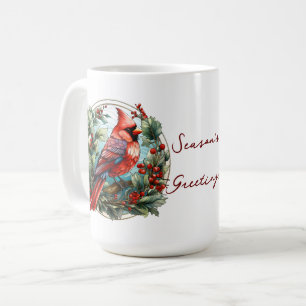 Caneca De Café Cardeal Vermelho Natal Holly Berries Festivo