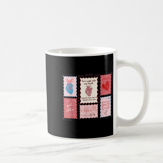 Caneca De Café Cardiac Nurse Scalloped Stamp Heart Anatomy Coquet (Direita)