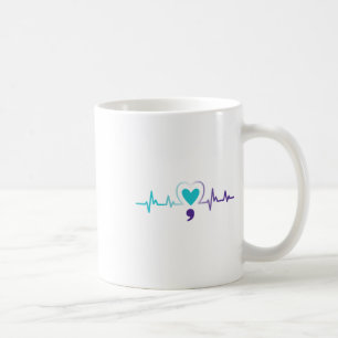 Caneca De Café Cardíaco Semicolon Prevenção ao Suicídio Pós-guerr