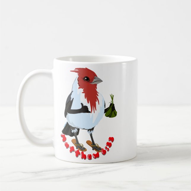 Caneca De Café CARDINAL DE CRISTA VERMELHA DO HAVAÍ—versículo bíb (Esquerda)