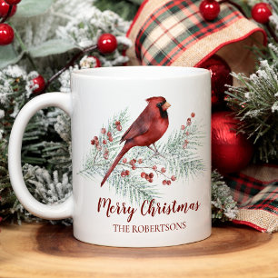 Caneca De Café Cardinal Vermelho do Natal Pinheiro de Inverno Aqu