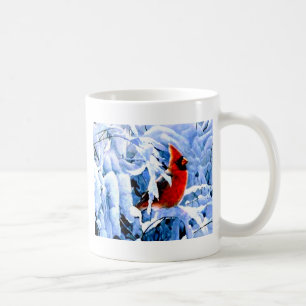 Caneca De Café Cardinal Vermelho na Neve de Inverno