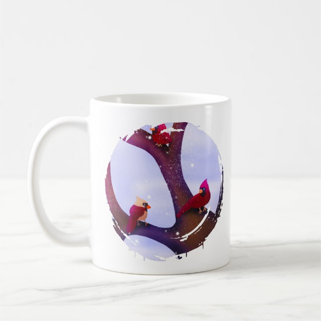 Caneca De Café Cardinals Perched On A Tree Holiday Mug (Esquerda)