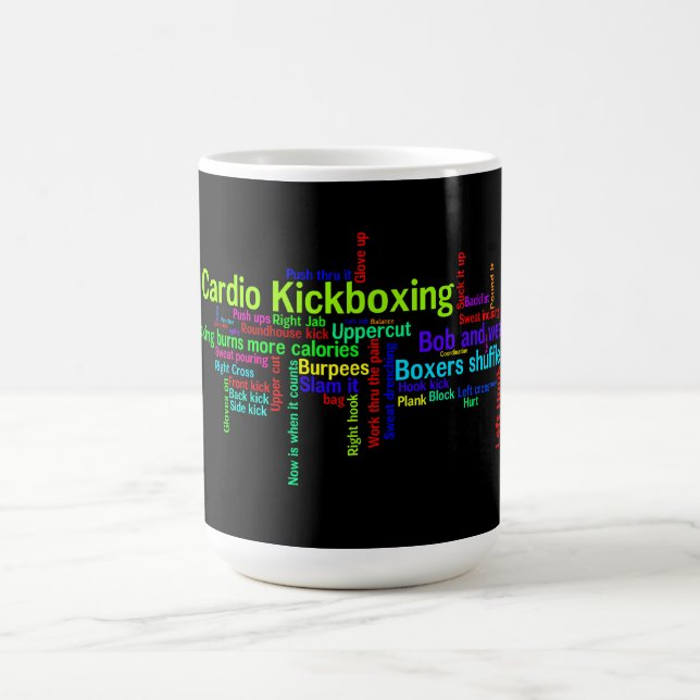 Caneca De Café Cardio- nuvem da palavra de Kickboxing (Centro)