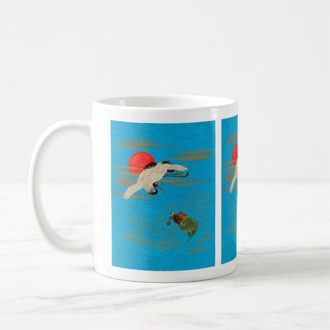 Caneca De Café Cargueiro sarus voando sobre a tartaruga no mar (Esquerda)