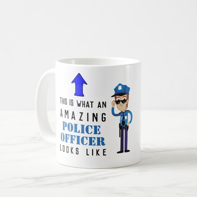 Caneca De Café CARICATURA DE Cartoon Oficial da POLÍCIA MASCULINA (Frente Esquerda)