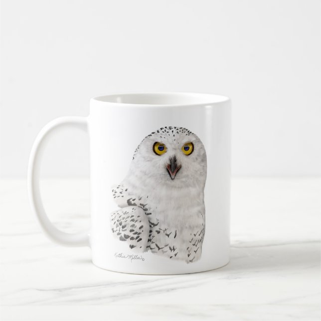 Caneca De Café Caricatura de Coruja da Neve (Esquerda)